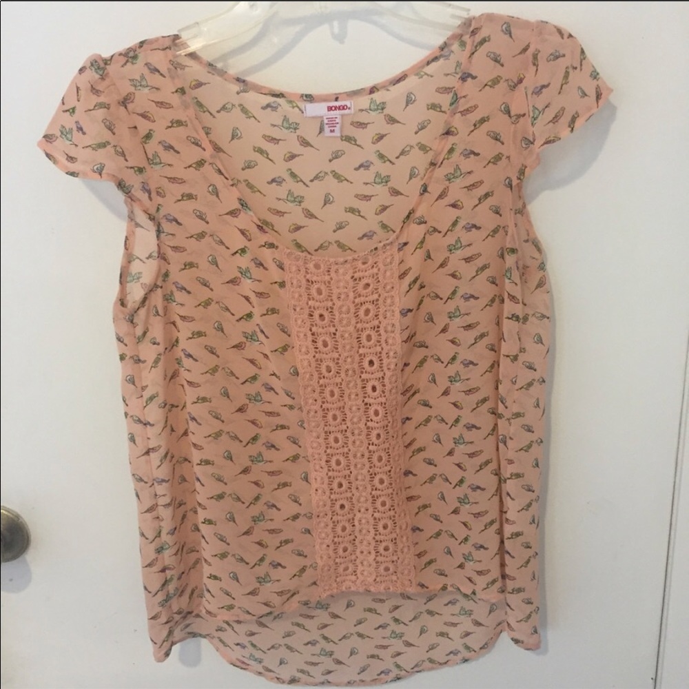 ✨SALE✨ Bongo Sheer Bird Print Peach Top